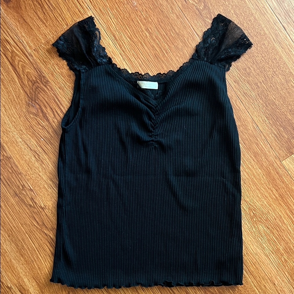 Elegant Black Lace Trim Camisole